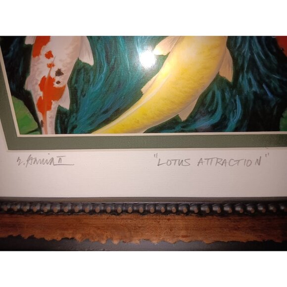 Set of 2 Koi Fish Prints by S. Ammar – Lotus Attraction & Gathering of Hearts - Picture 7 of 9